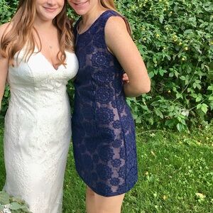 Blue Lace Mini Dress by Blu Pepper